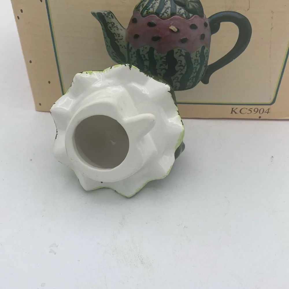 VTG  Cracker Barrel mini Watermelon ceramic Teapot w/ box
